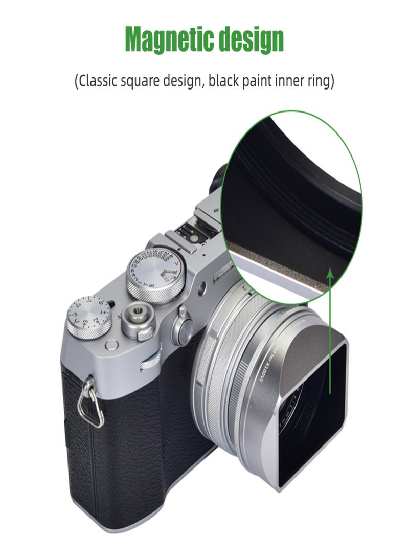 PRO TANLE Square Metal Lens Hood Replacement for Fujifilm Fuji X100VI Camera accessories Magnetic Installation - Image 2